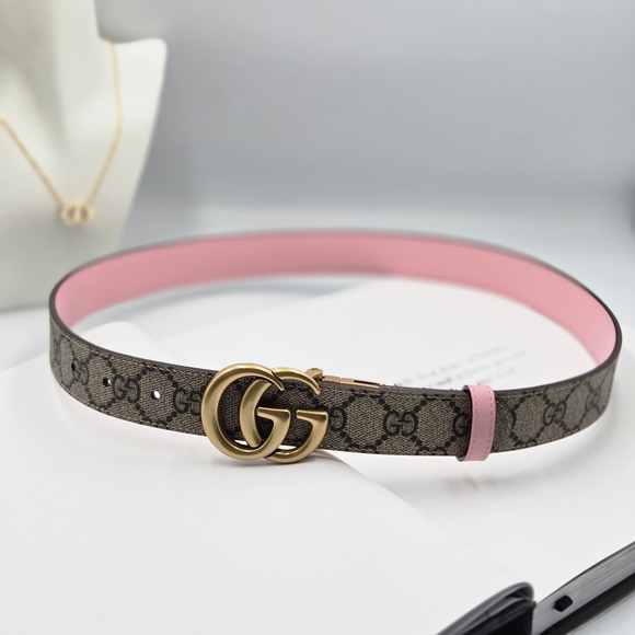 Gucci Brown and Pink GG Monogram Belt - Picture 1 of 1
